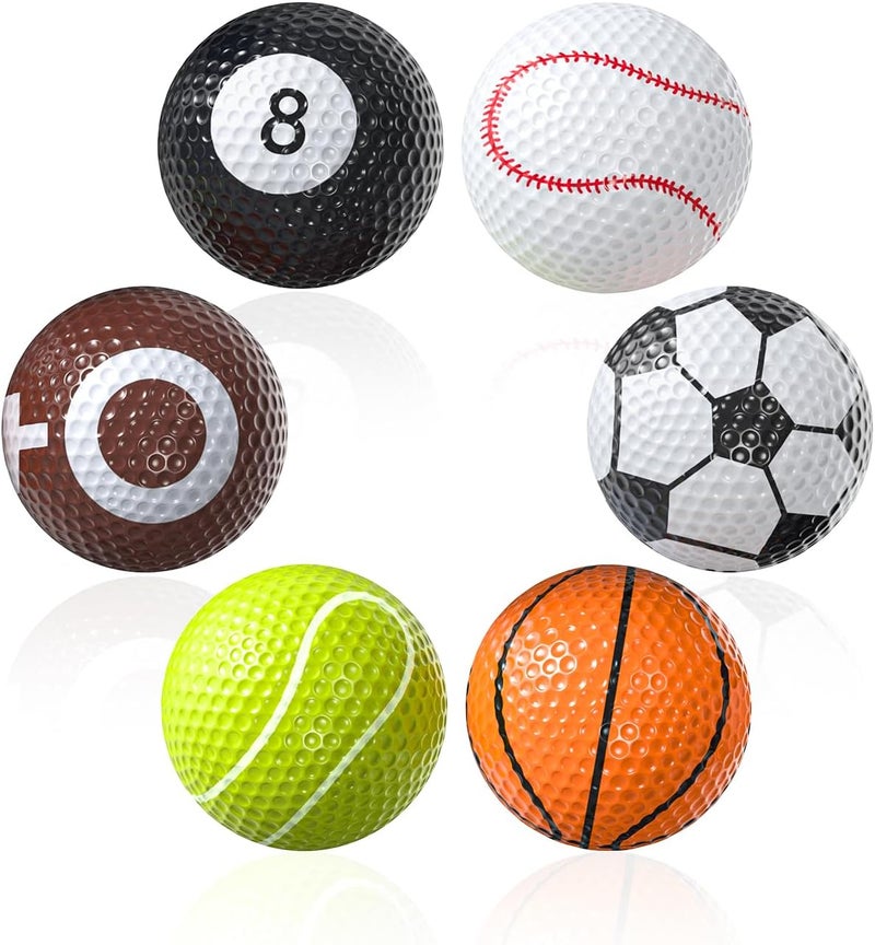 GreenHaven Funny Golf Balls Assorted Novelty Golf Balls Colorful Sportive Golf Training Balls for Practice Birthday Christmas Sports Gift for Kids Golfers Entertainment Holiday Decoration, 6 Pack - Image 1